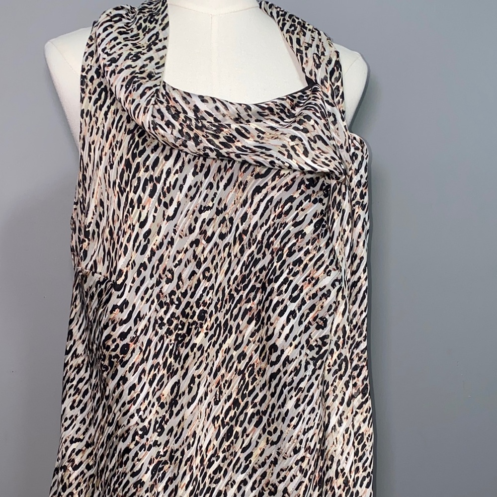 Signature by Robbie Bee Black, Cream & Brown Animal-Print Tunic Size 16W 00032